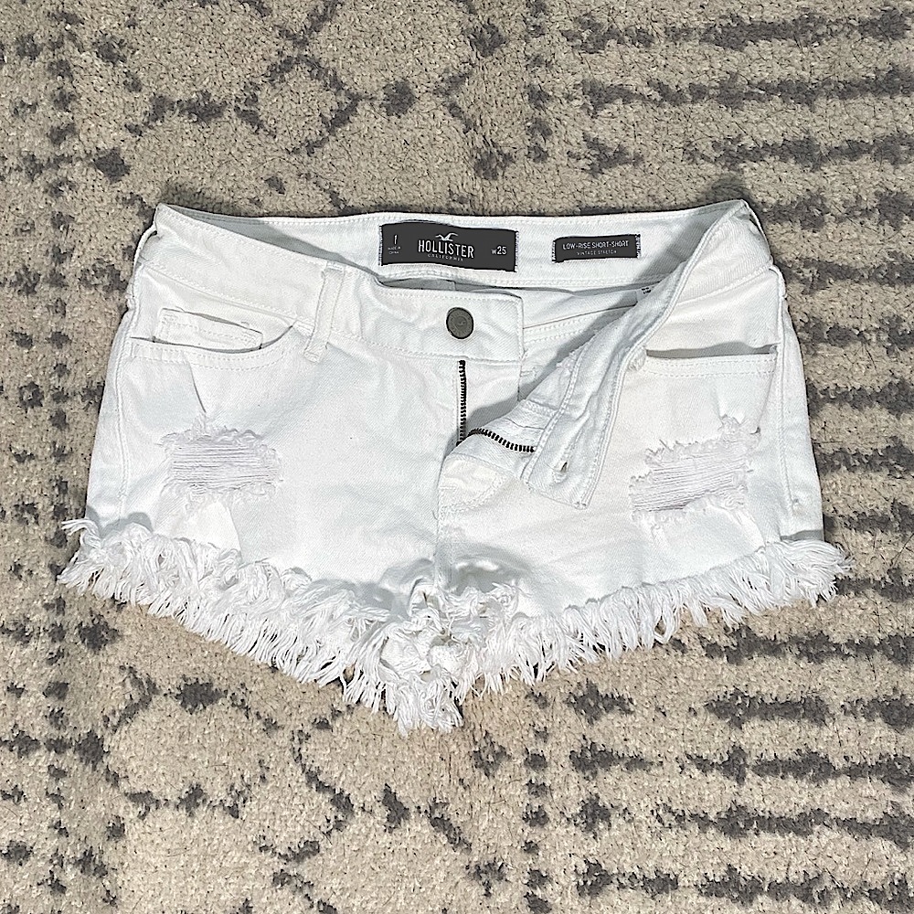 Hollister Low-Rise White Denim Shorts
